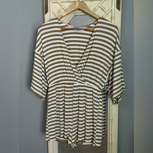 Urban Outfitters Striped Ribbed Shorts and Short sleeved Romper size medium